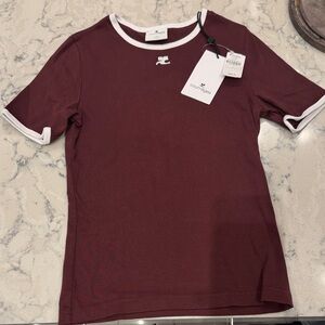 Courreges burgundy t shirt NEW with TAGS